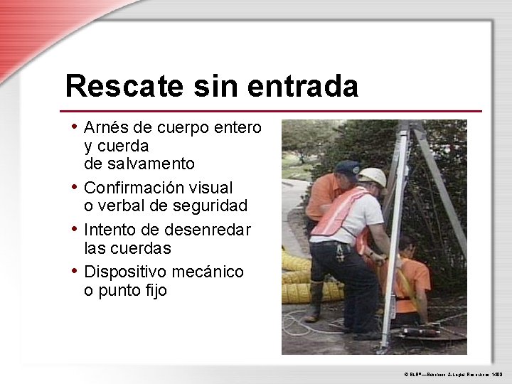 Rescate sin entrada • Arnés de cuerpo entero y cuerda de salvamento • Confirmación