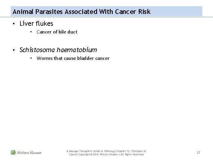 Animal Parasites Associated With Cancer Risk • Liver flukes • Cancer of bile duct