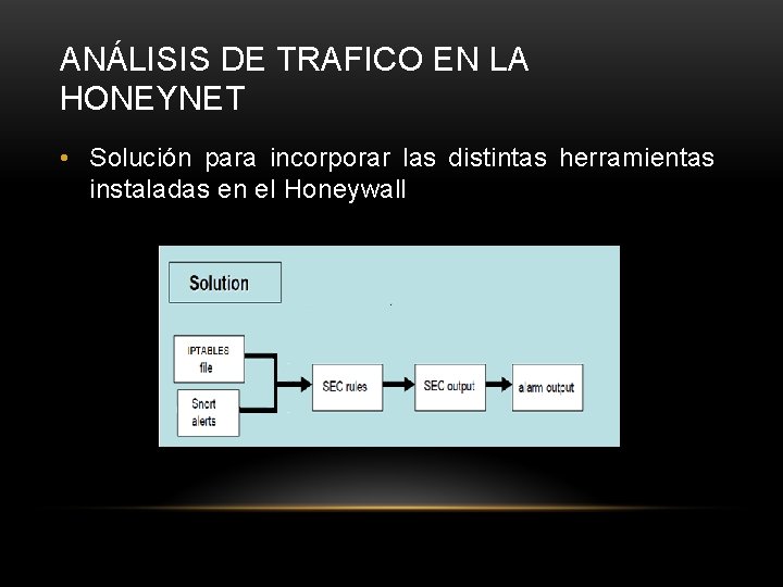 ANÁLISIS DE TRAFICO EN LA HONEYNET • Solución para incorporar las distintas herramientas instaladas