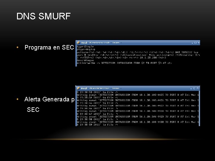 DNS SMURF • Programa en SEC • Alerta Generada por SEC 