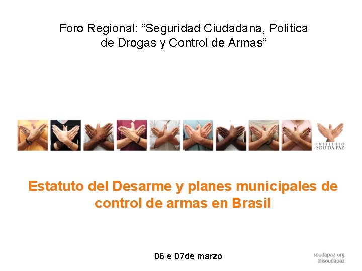 Foro Regional: “Seguridad Ciudadana, Política de Drogas y Control de Armas” Estatuto del Desarme