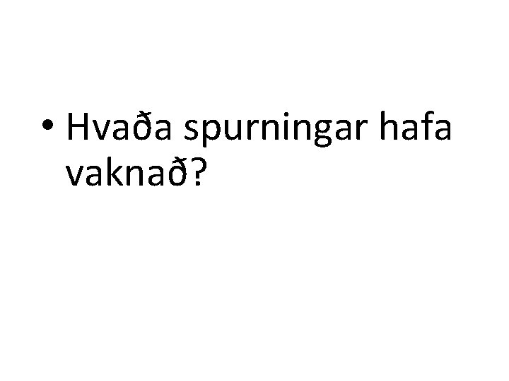  • Hvaða spurningar hafa vaknað? 