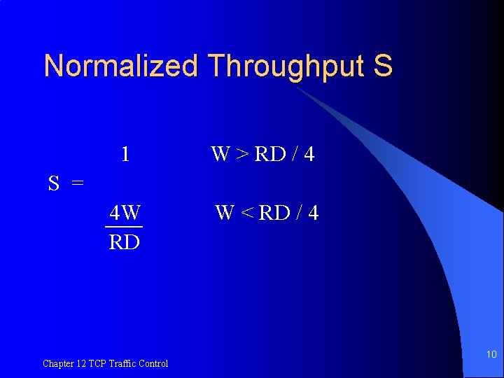 Normalized Throughput S 1 W > RD / 4 4 W RD W <