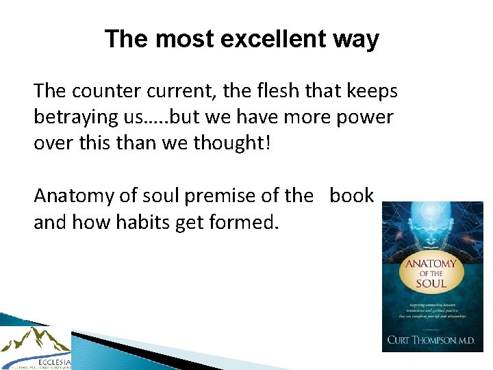 The most excellent way The counter current, the flesh that keeps betraying us…. .