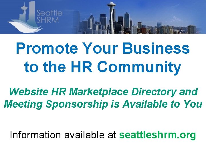 Promote Your Business to the HR Community Website HR Marketplace Directory and Meeting Sponsorship