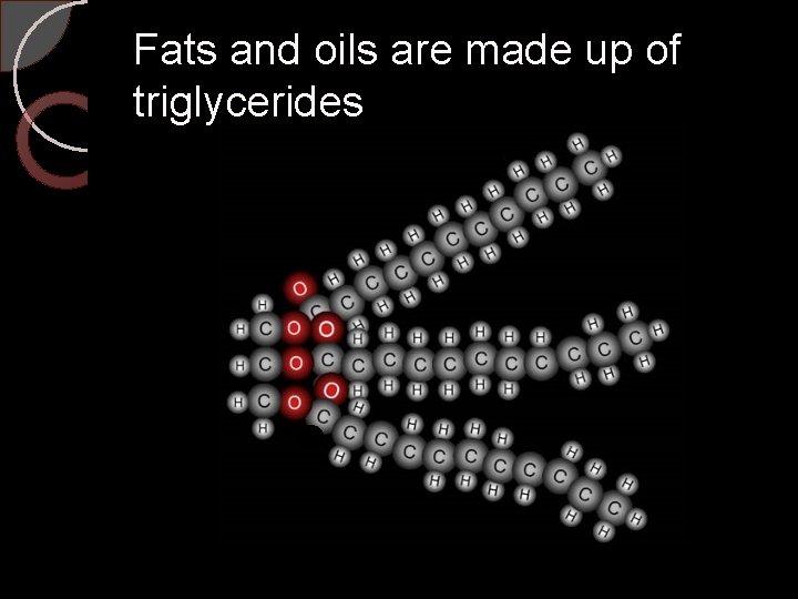 Fats and oils are made up of triglycerides 