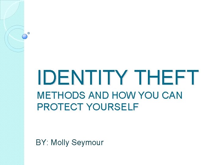 Picture of Identity Theft: Introduction and Prevention using Technology