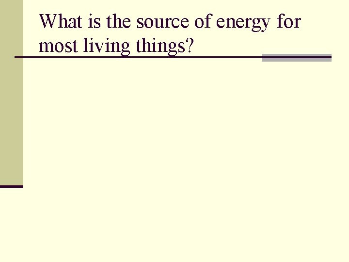 What is the source of energy for most living things? 