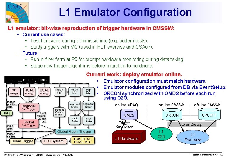 L 1 Emulator Configuration L 1 emulator: bit-wise reproduction of trigger hardware in CMSSW: