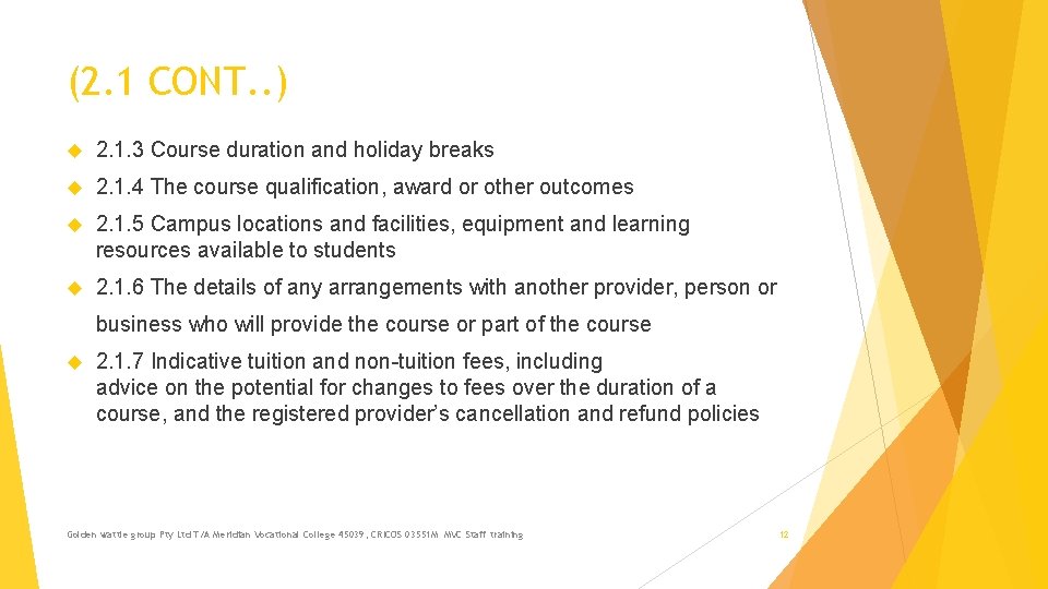Staff Training Adapted from National code 2018 National
