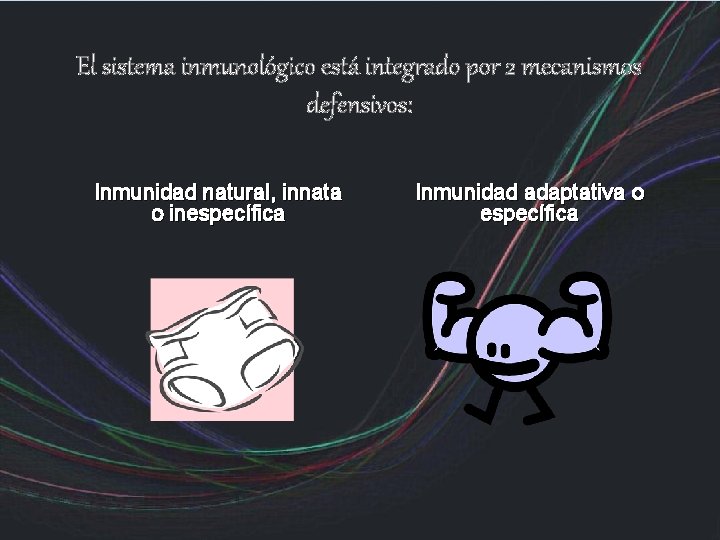 El sistema inmunológico está integrado por 2 mecanismos defensivos: Inmunidad natural, innata o inespecífica
