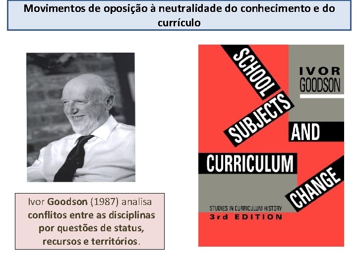Movimentos de oposição à neutralidade do conhecimento e do currículo Ivor Goodson (1987) analisa
