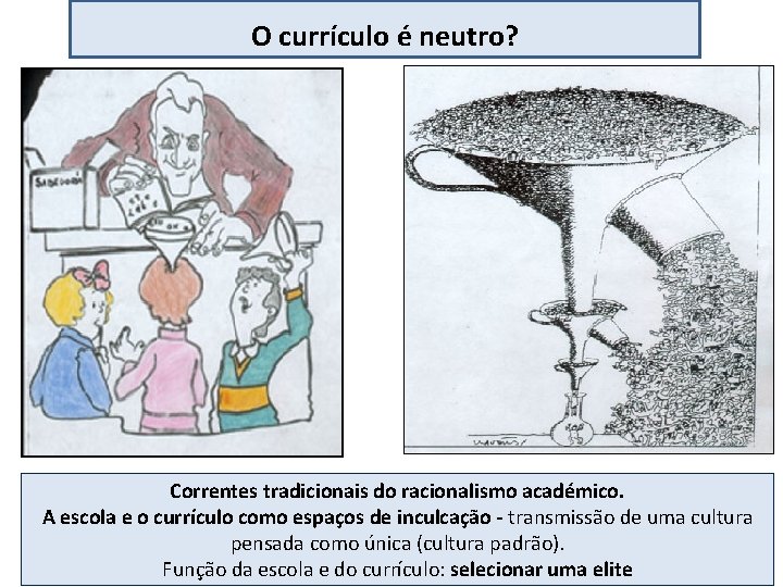 O currículo é neutro? Correntes tradicionais do racionalismo académico. A escola e o currículo