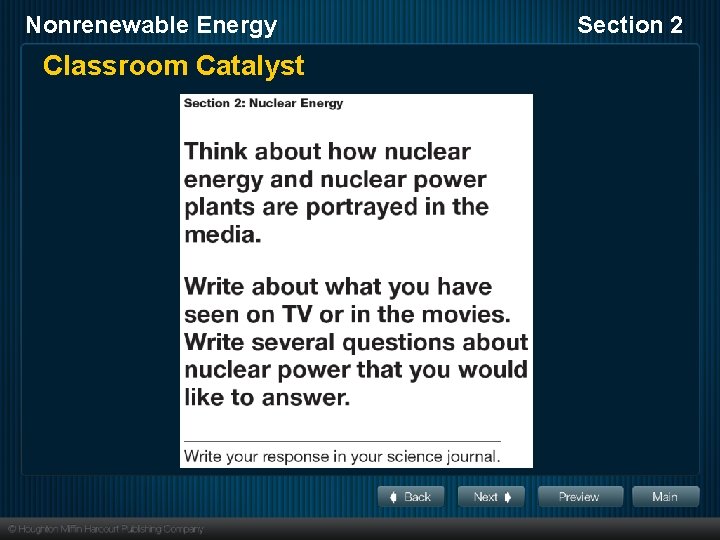 Nonrenewable Energy Classroom Catalyst Section 2 