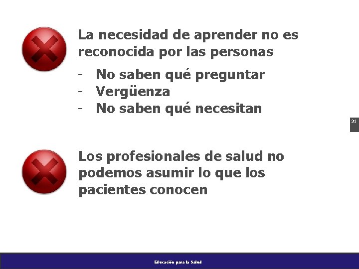 La necesidad de aprender no es reconocida por las personas - No saben qué