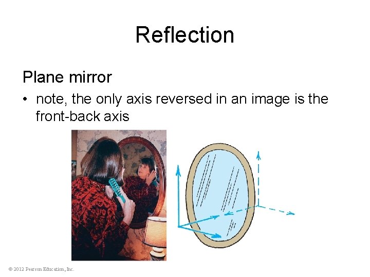 Reflection Plane mirror • note, the only axis reversed in an image is the