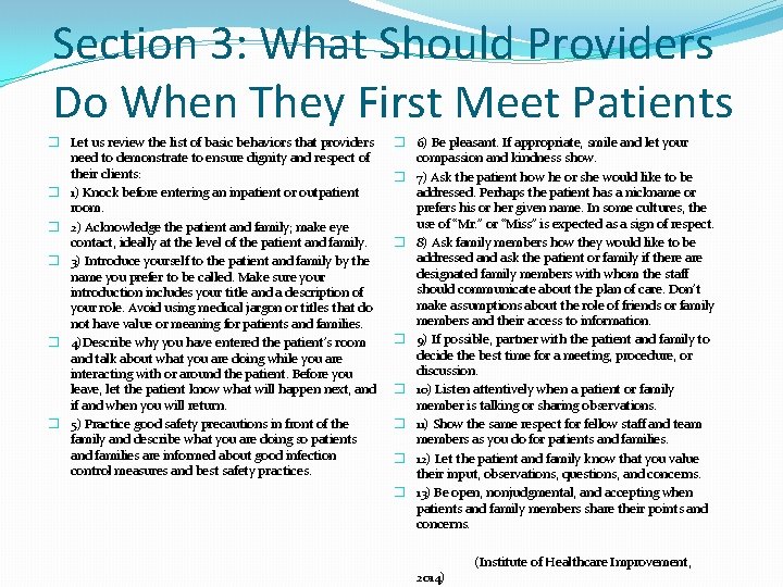 Section 3: What Should Providers Do When They First Meet Patients � Let us