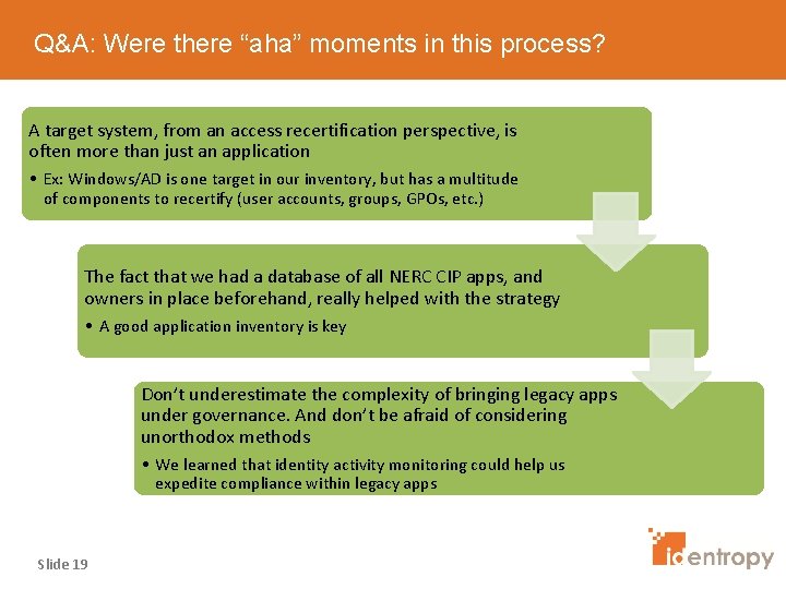 Q&A: Were there “aha” moments in this process? A target system, from an access