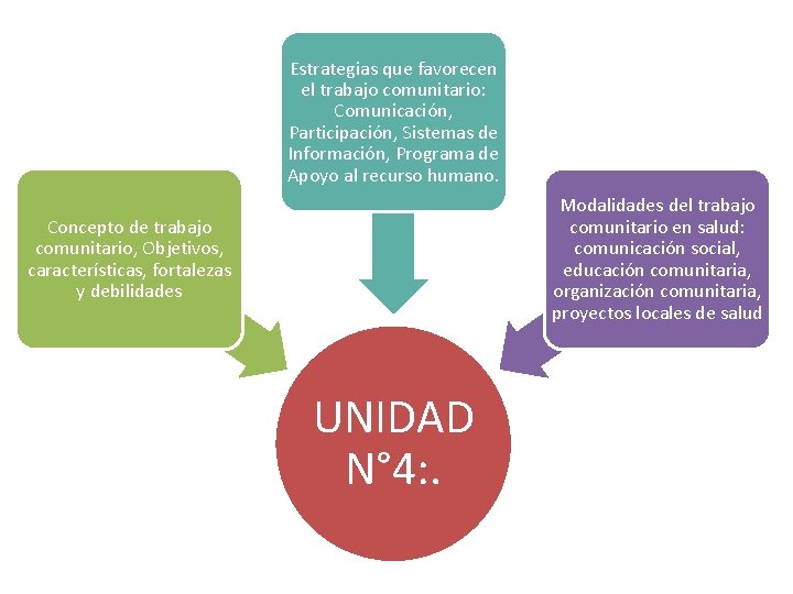 Estrategias que favorecen el trabajo comunitario: Comunicación, Participación, Sistemas de Información, Programa de Apoyo