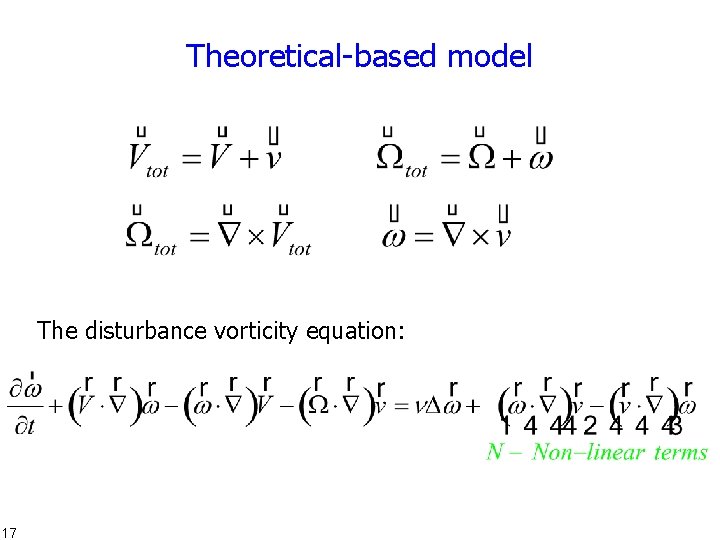 Theoretical-based model The disturbance vorticity equation: 17 