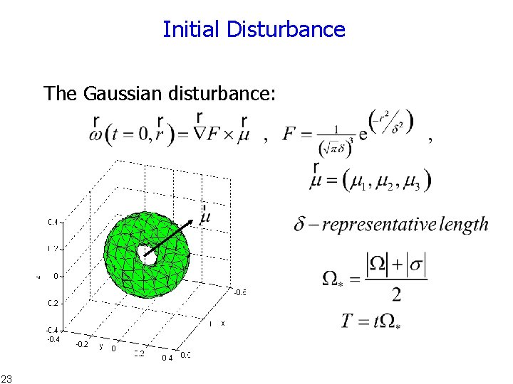 Initial Disturbance The Gaussian disturbance: 23 