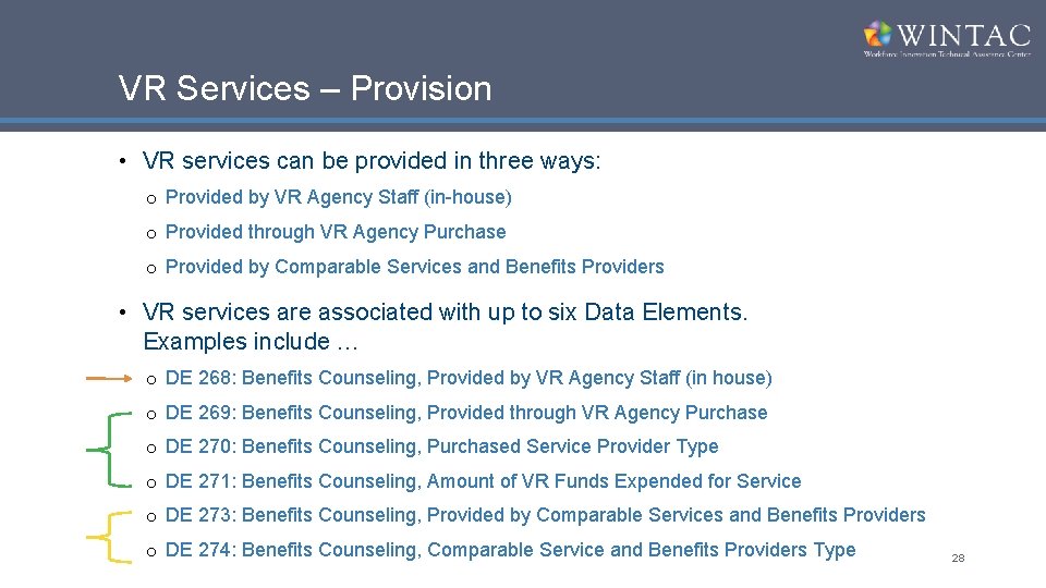 VR Services – Provision • VR services can be provided in three ways: o