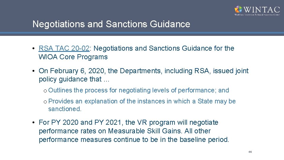 Negotiations and Sanctions Guidance • RSA TAC 20 -02: Negotiations and Sanctions Guidance for