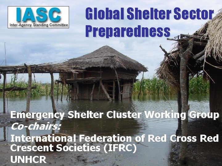 Global Shelter Sector Preparedness Emergency Shelter Cluster Working Group Co-chairs: International Federation of Red