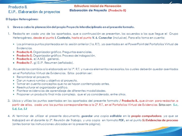 Producto 8. E. I. P. . Elaboración de proyectos 