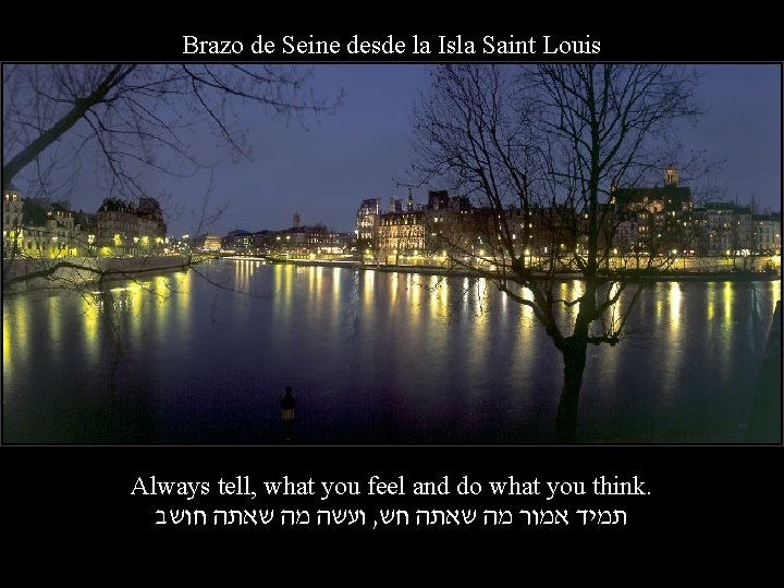 Brazo de Seine desde la Isla Saint Louis Always tell, what you feel and