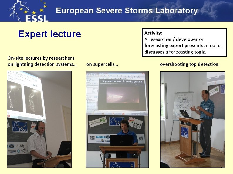 Expert lecture On-site lectures by researchers on lightning detection systems… Activity: A researcher /