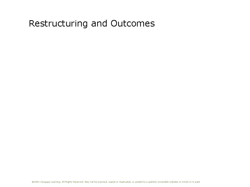 Restructuring and Outcomes © 2011 Cengage Learning. All Rights Reserved. May not be scanned,