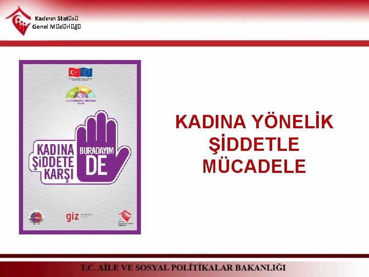 Kadının Statüsü Genel Müdürlüğü KADINA YÖNELİK ŞİDDETLE MÜCADELE 