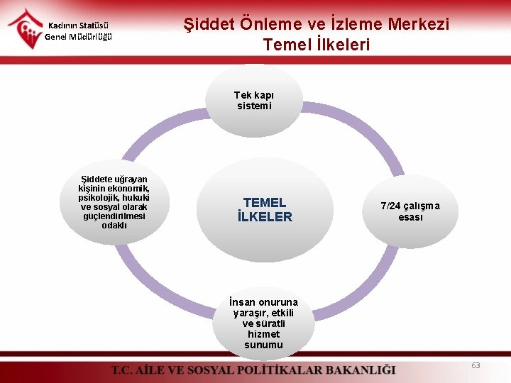 Kadının Statüsü Genel Müdürlüğü Şiddet Önleme ve İzleme Merkezi Temel İlkeleri Tek kapı sistemi