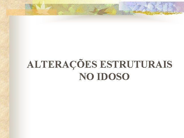 ALTERAÇÕES ESTRUTURAIS NO IDOSO 