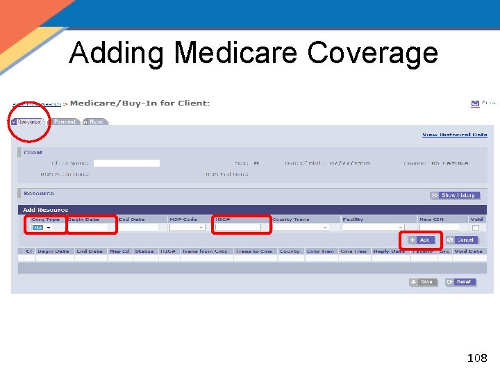 Adding Medicare Coverage 108 