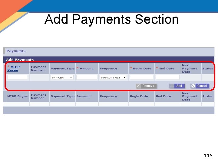 Add Payments Section 115 