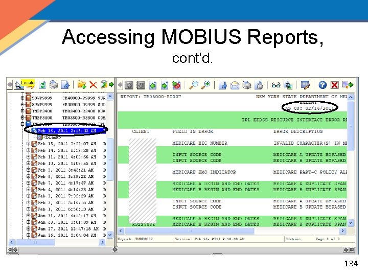 Accessing MOBIUS Reports, cont'd. 134 