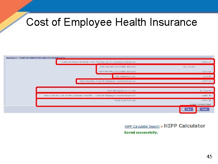 Cost of Employee Health Insurance 45 