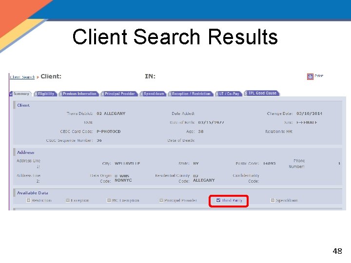 Client Search Results 48 