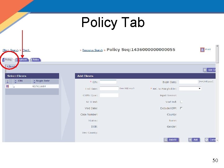 Policy Tab 50 