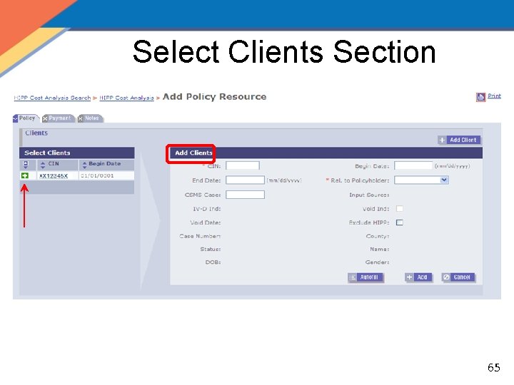 Select Clients Section 65 