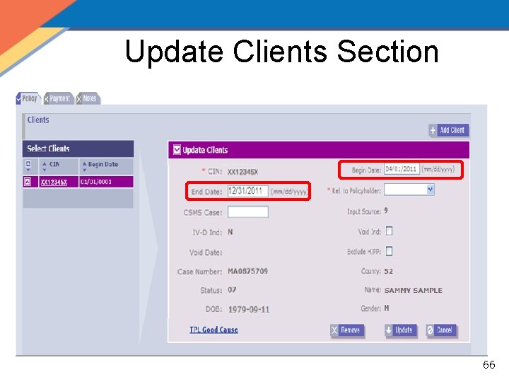 Update Clients Section 66 