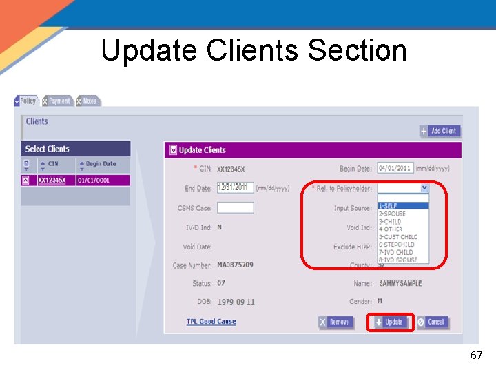 Update Clients Section 67 