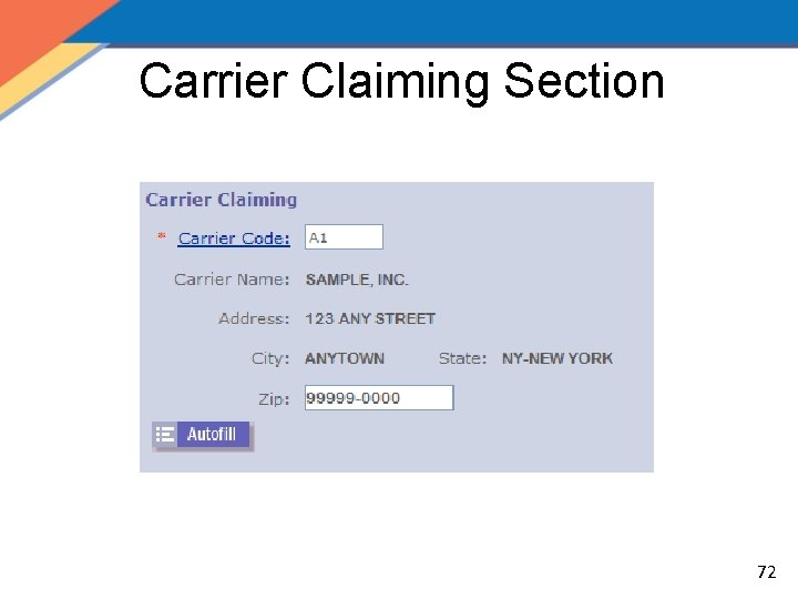 Carrier Claiming Section 72 
