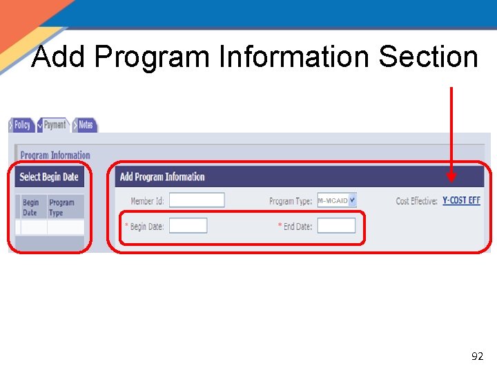 Add Program Information Section 92 