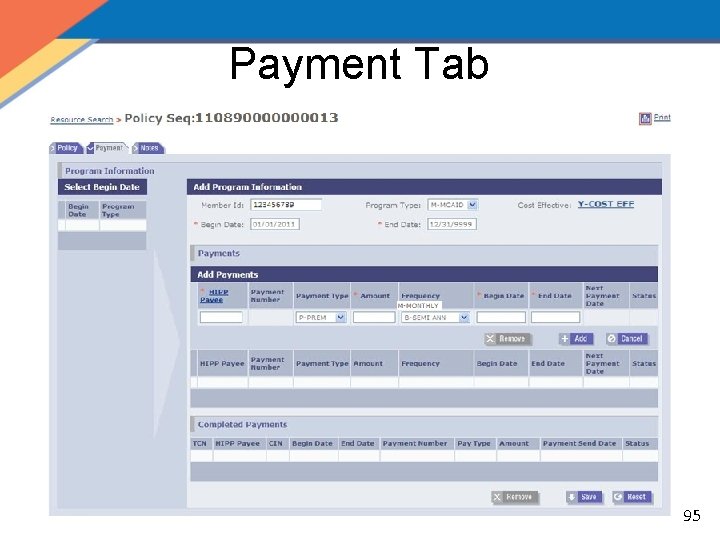 Payment Tab 95 