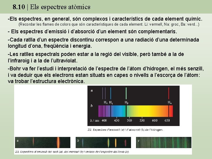 8. 10 | Els espectres atòmics -Els espectres, en general, són complexos i característics