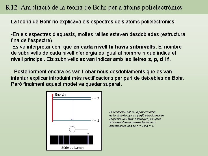 8. 12 |Ampliació de la teoria de Bohr per a àtoms polielectrònics La teoria