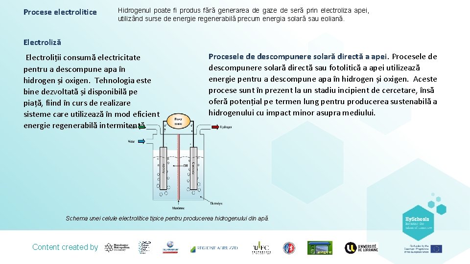 Procese electrolitice Hidrogenul poate fi produs fără generarea de gaze de seră prin electroliza